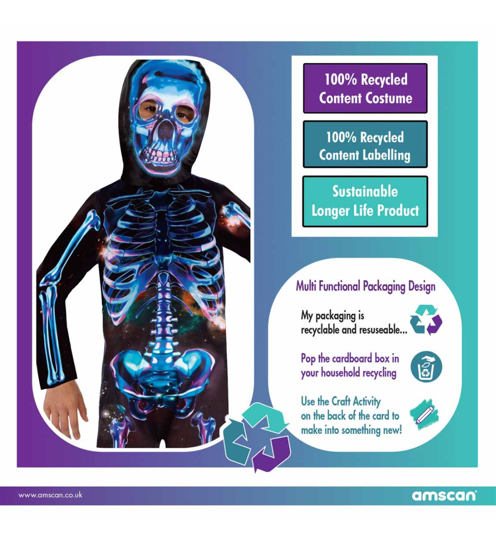 Neon skeleton boy - klučičí kostým