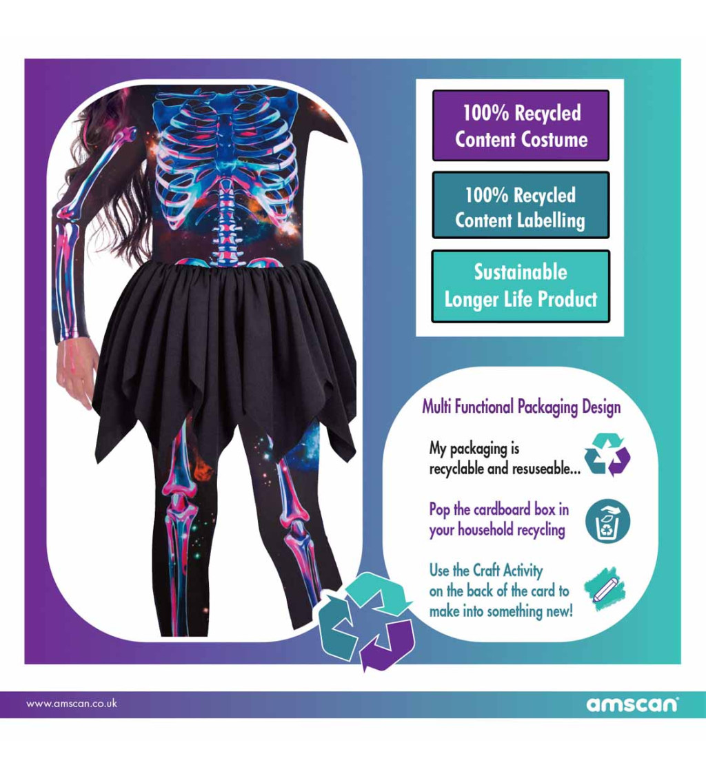 Neon skeleton girl - dětský kostým