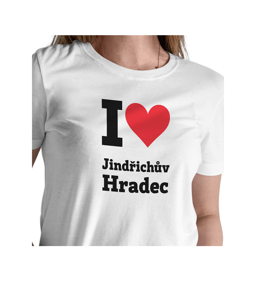 Dámské bílé triko I love Jindřichův Hradec