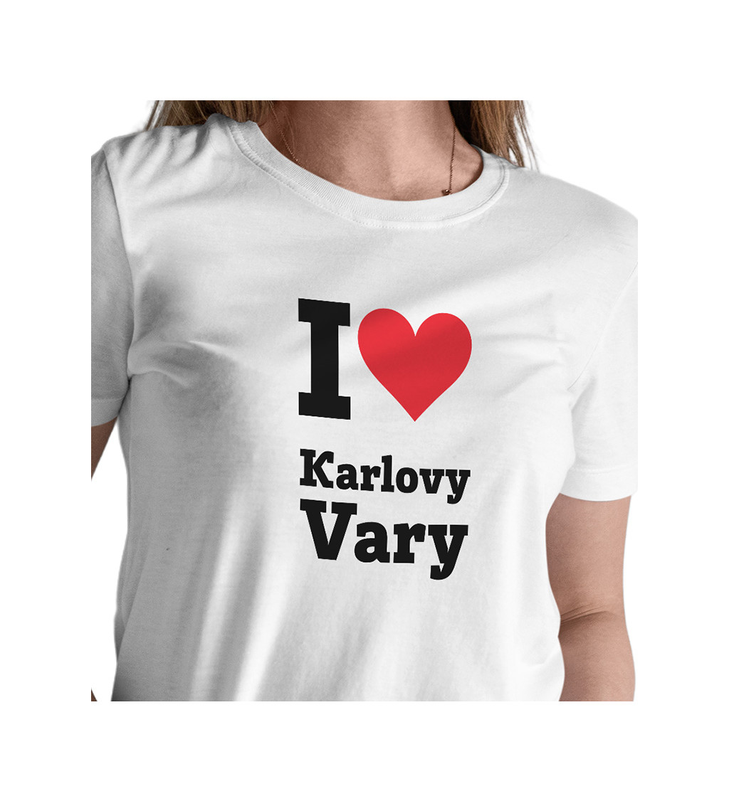 Dámské triko bílé I love Karlovy Vary