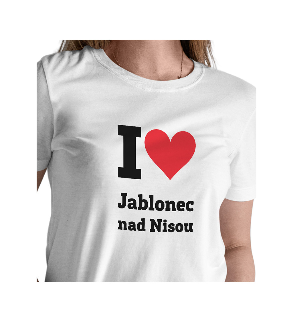 Dámské triko bílé I love Jablonec nad Nisou