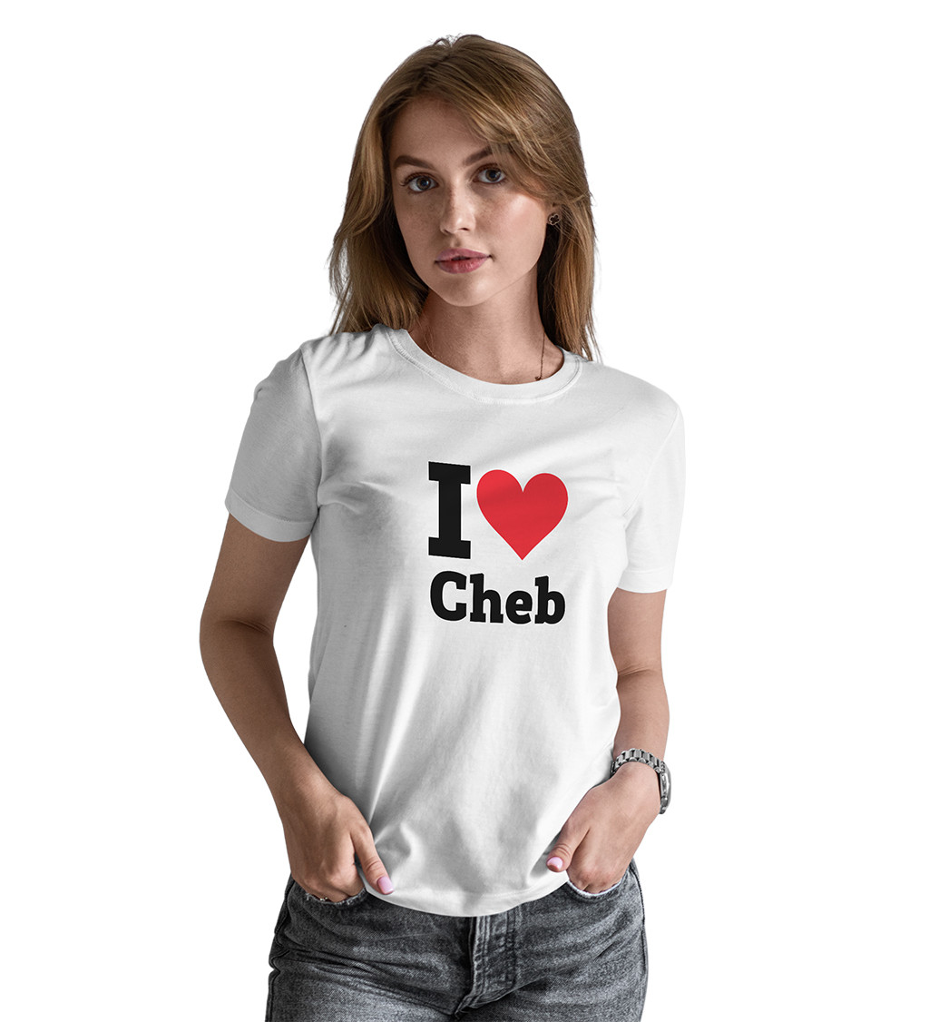 Dámské triko bílé I love Cheb