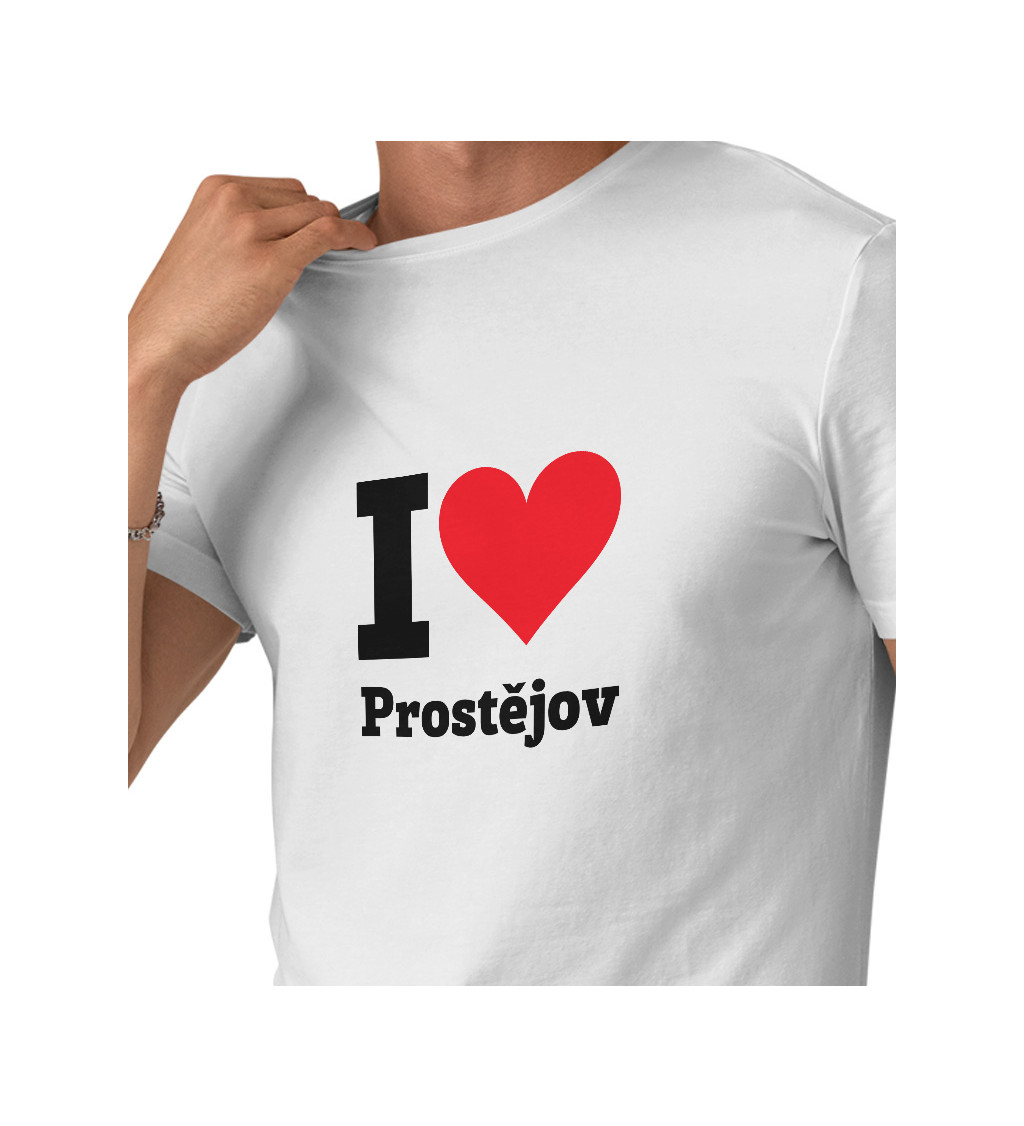 Pánské triko bílé I love Prostějov