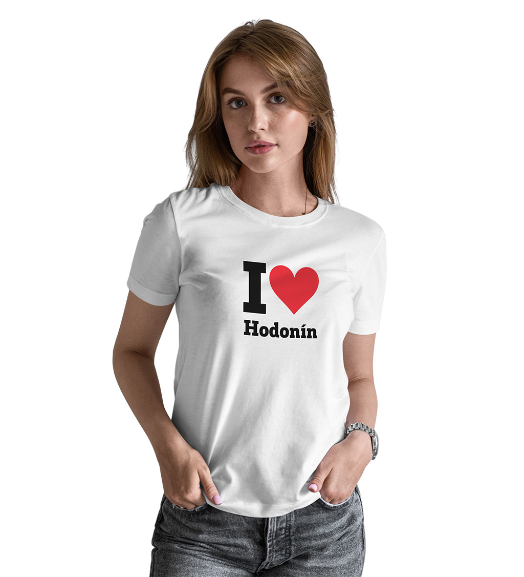Dámské triko bílé I love Hodonín