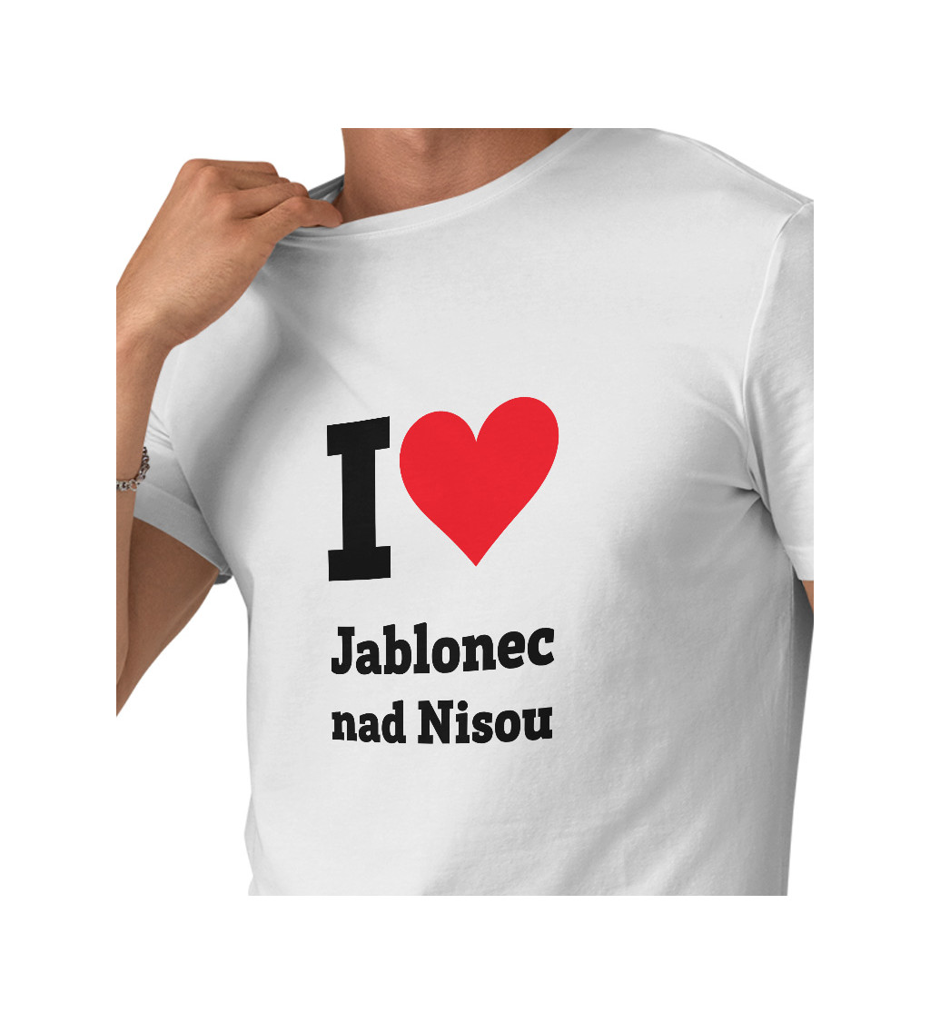 Pánské triko bílé I love Jablonec nad Nisou