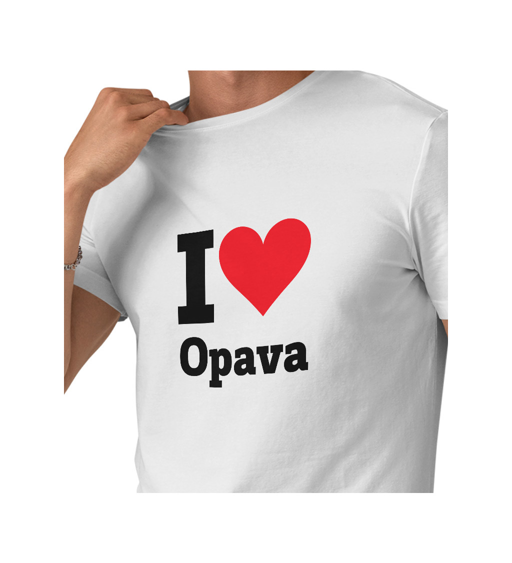 Pánské triko bílé I love Opava