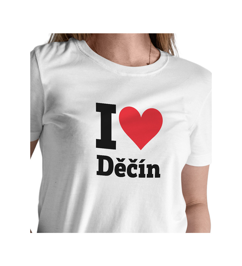 Dámské triko bílé I love Děčín