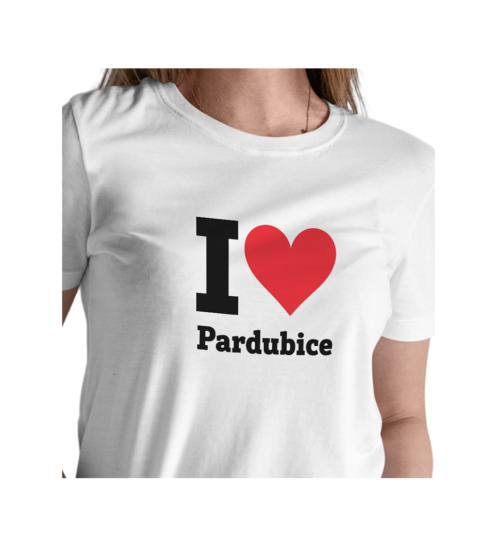Dámské triko bílé I love Pardubice