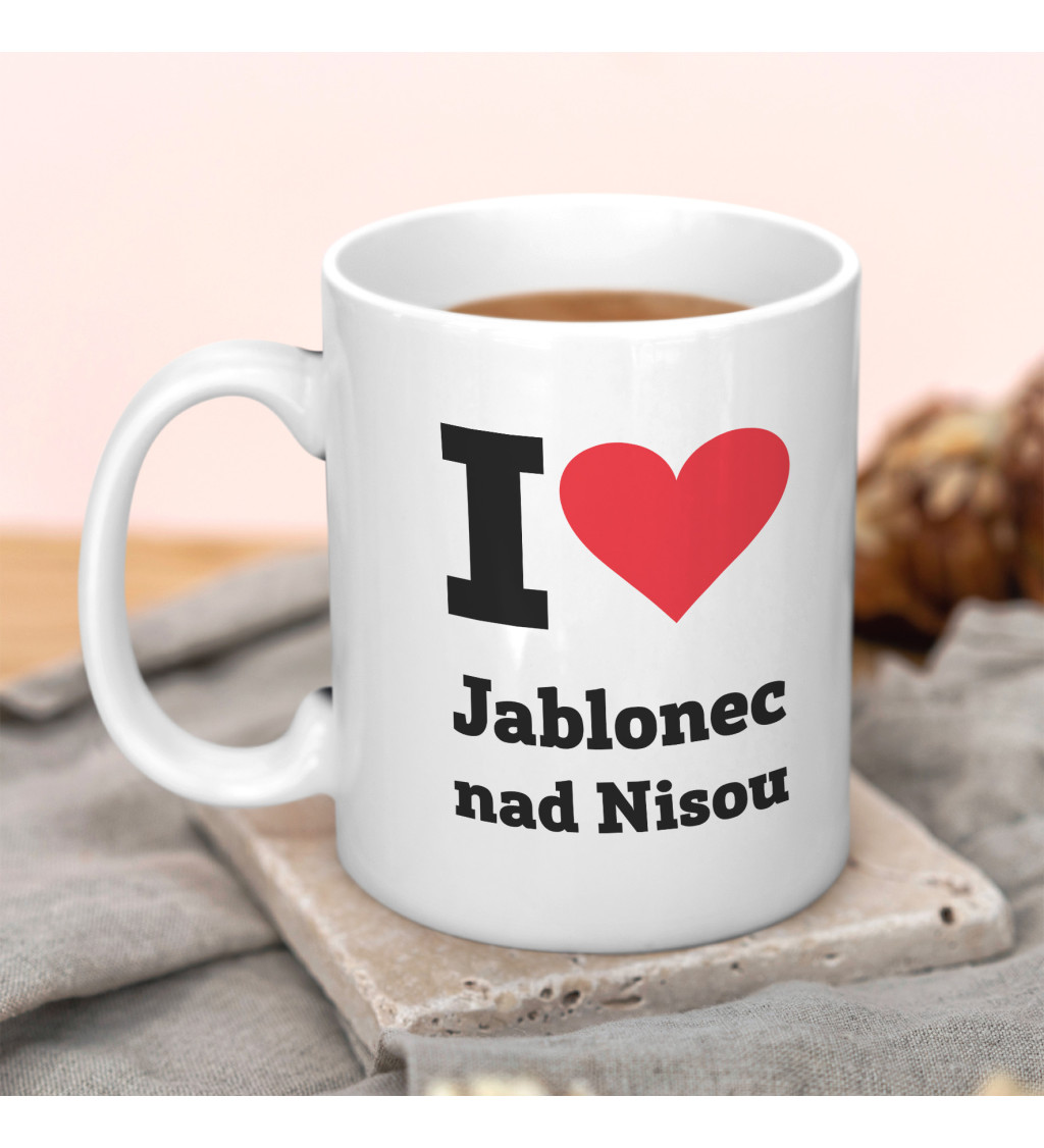 Hrnek s motivem I love Jablonec nad Nisou