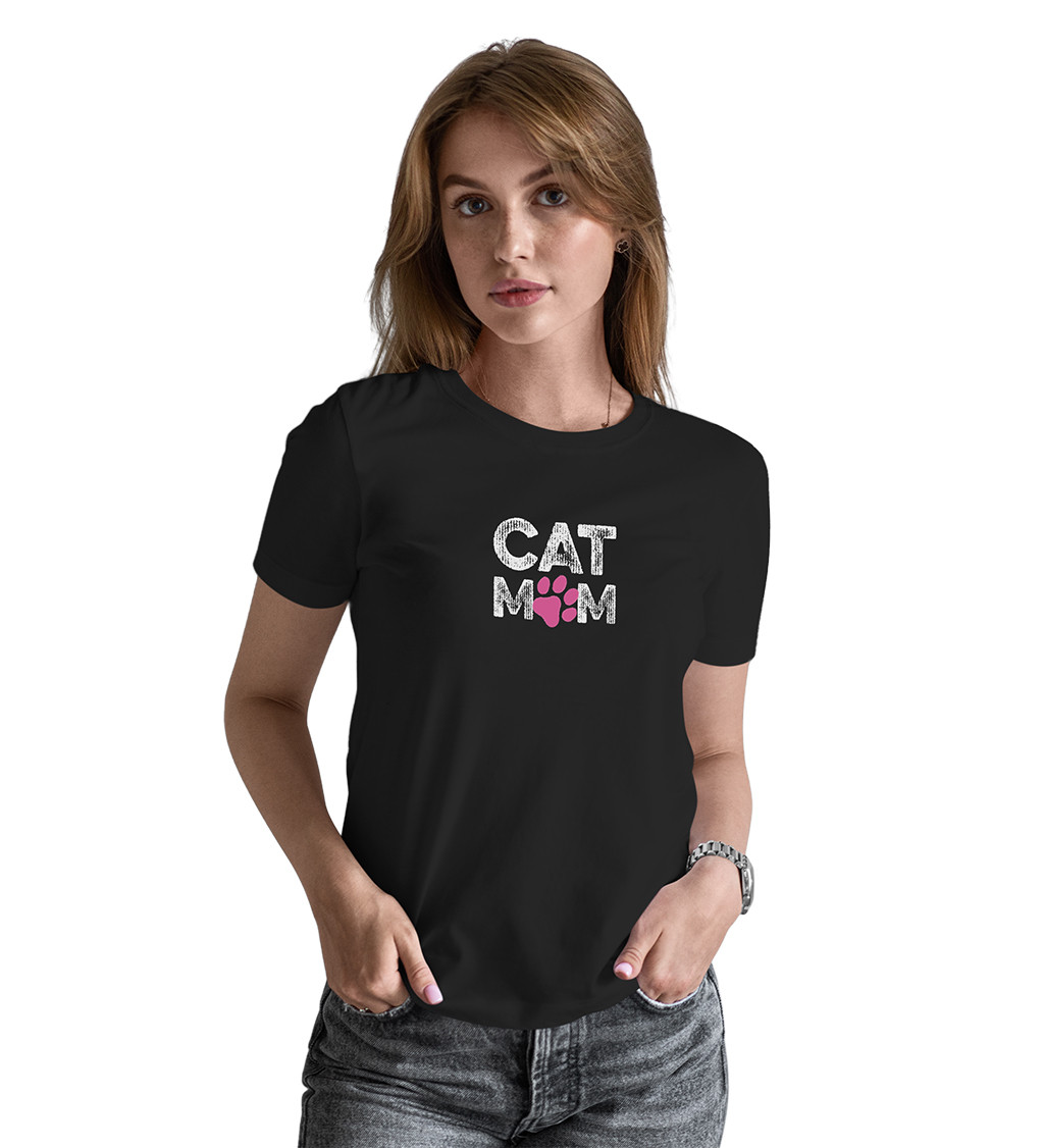 Dámské tričko černé Cat mom