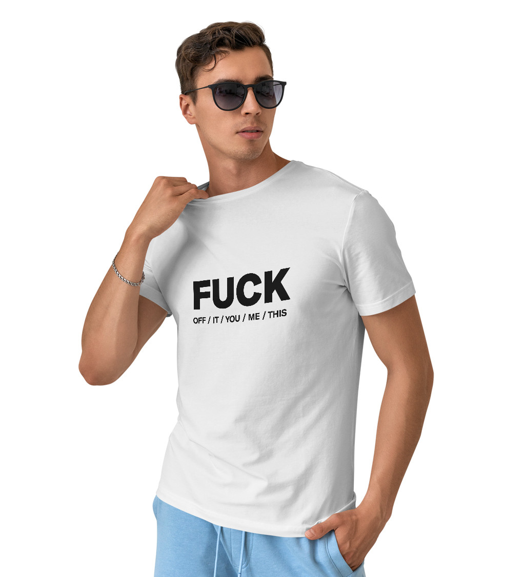 Pánské tričko bílé Fuck