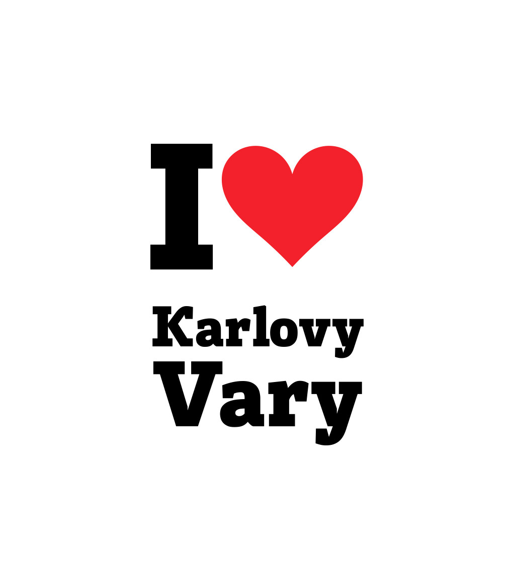 Zástěra bílá nápis - Karlovy Vary