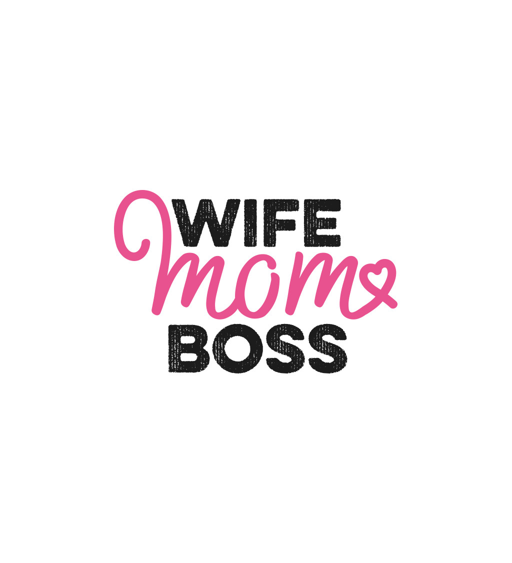 Zástěra bílá nápis - Wife mom boss