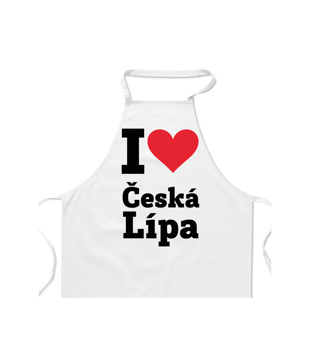 Zástěra bílá nápis - Česká Lípa