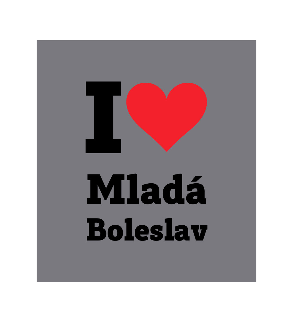 Zástěra šedá nápis - Mladá Boleslav