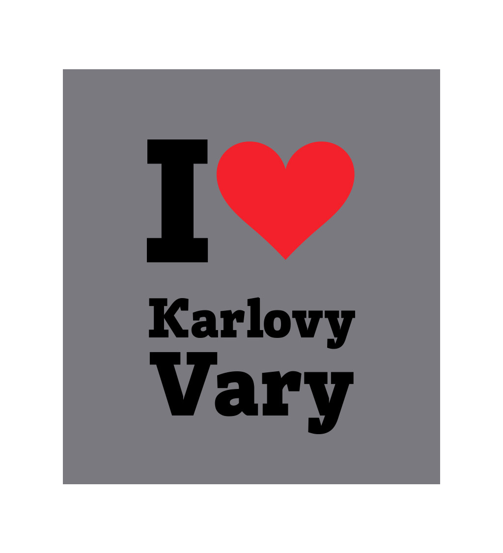 Zástěra šedá nápis - Karlovy Vary