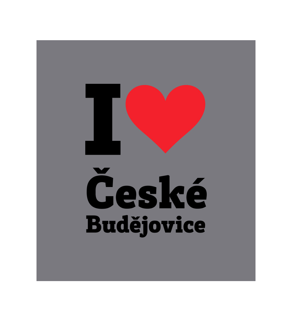 Zástěra šedá nápis - České Budějovice