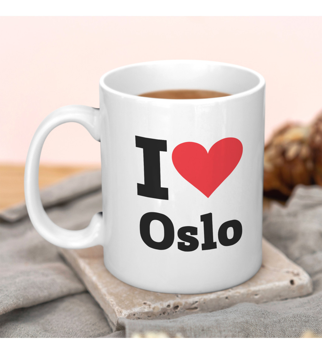 Hrnek s motivem I love Oslo