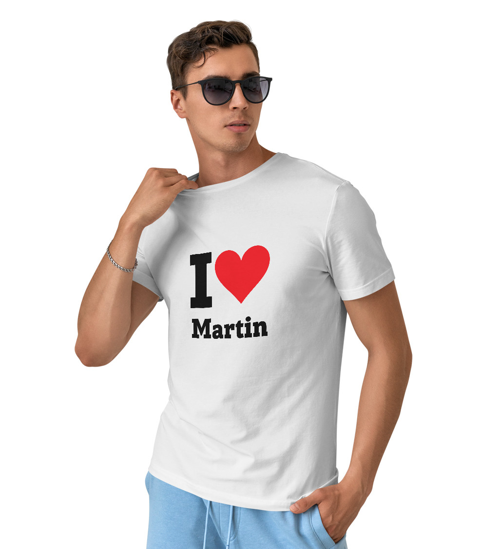 Bílé pánské triko I love Martin