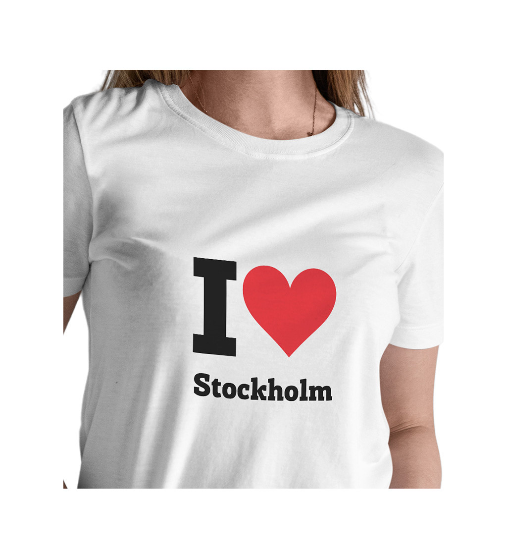 Dámské bílé triko I love Stockholm