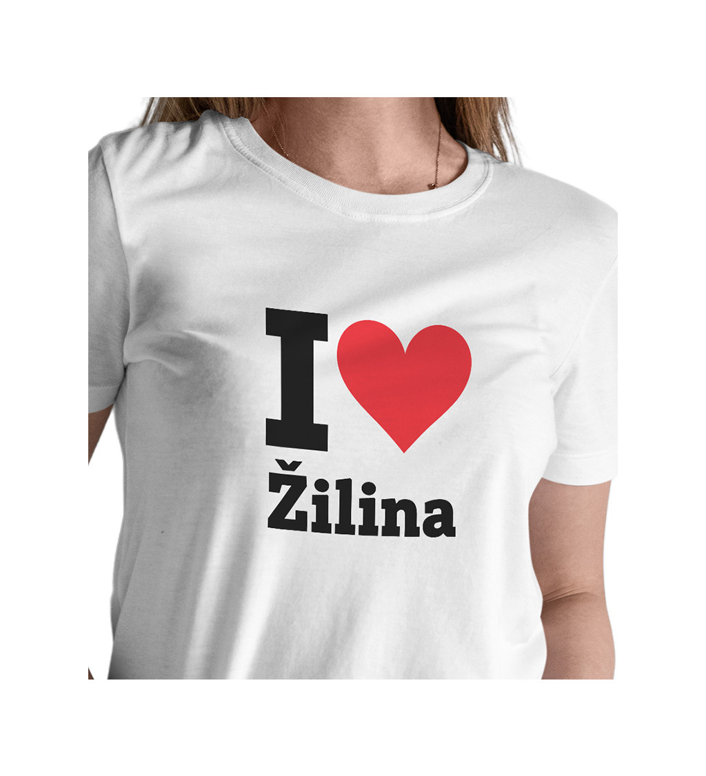 Dámské bílé triko I love Žilina