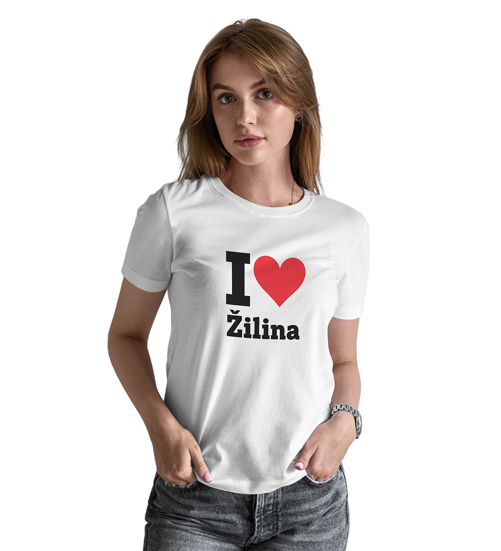 Dámské bílé triko I love Žilina
