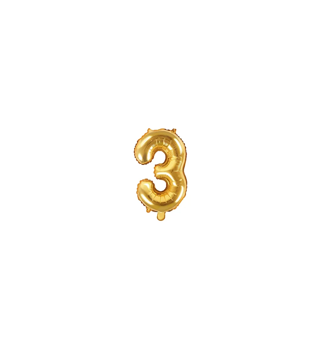 Malá číslice 3 - zlatý balónek