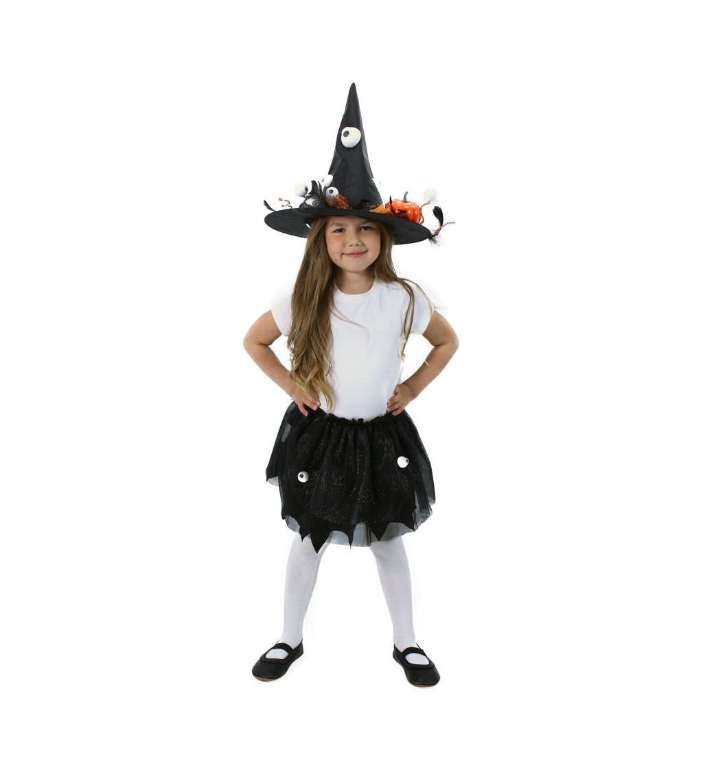 Dětský set čarodějnice - sukně a klobouk