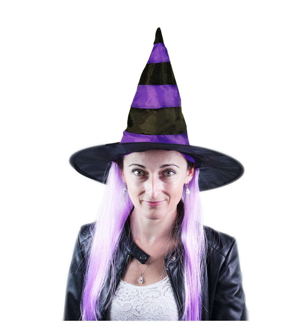 Čarodějnický klobouk s vlasy pro dospělé