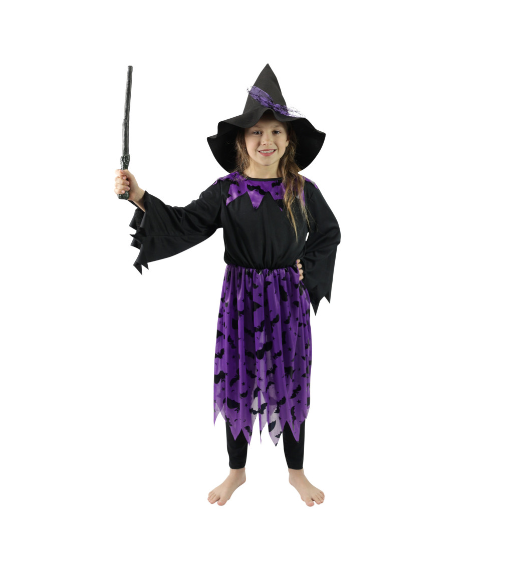 Dětský kostým fialová čarodějka