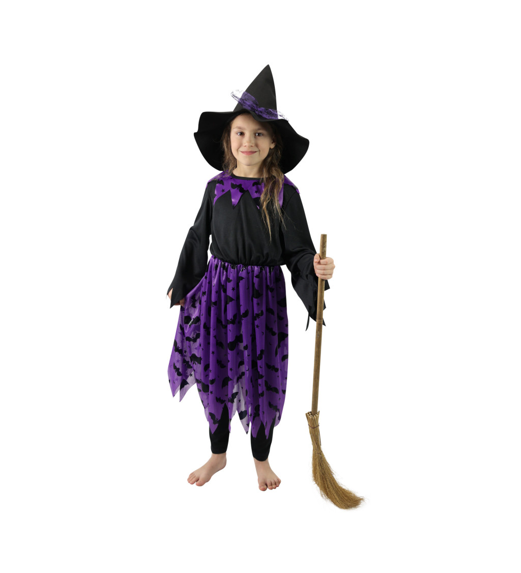 Dětský kostým fialová čarodějka