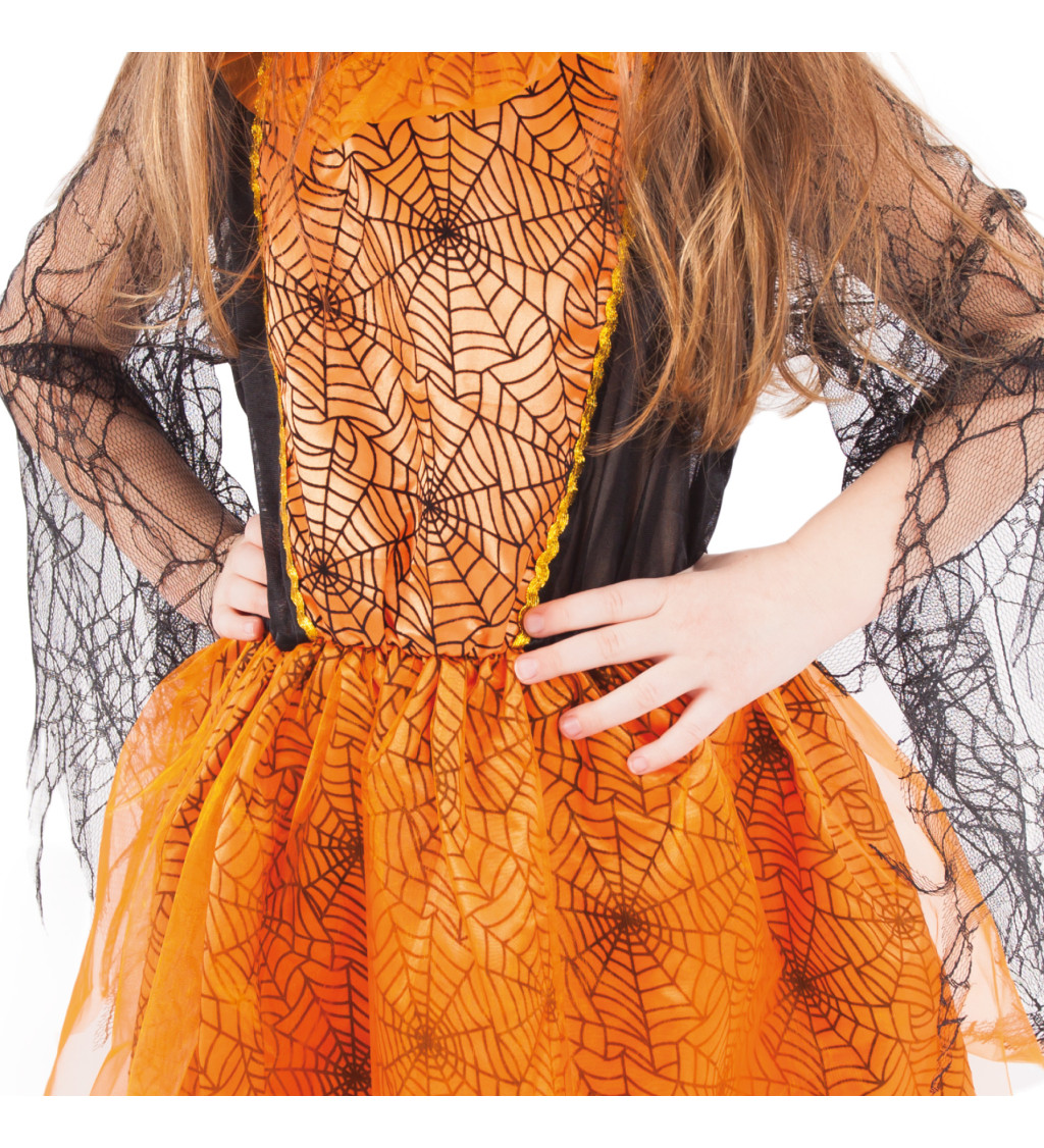Dětský kostým čarodějnice - oranžové šaty