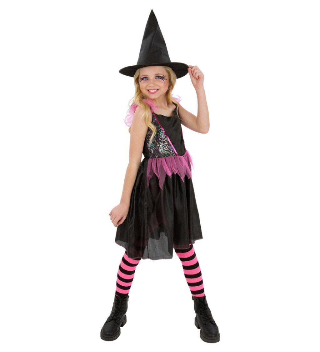Dětský kostým čarodějnice s duhovou síťkou