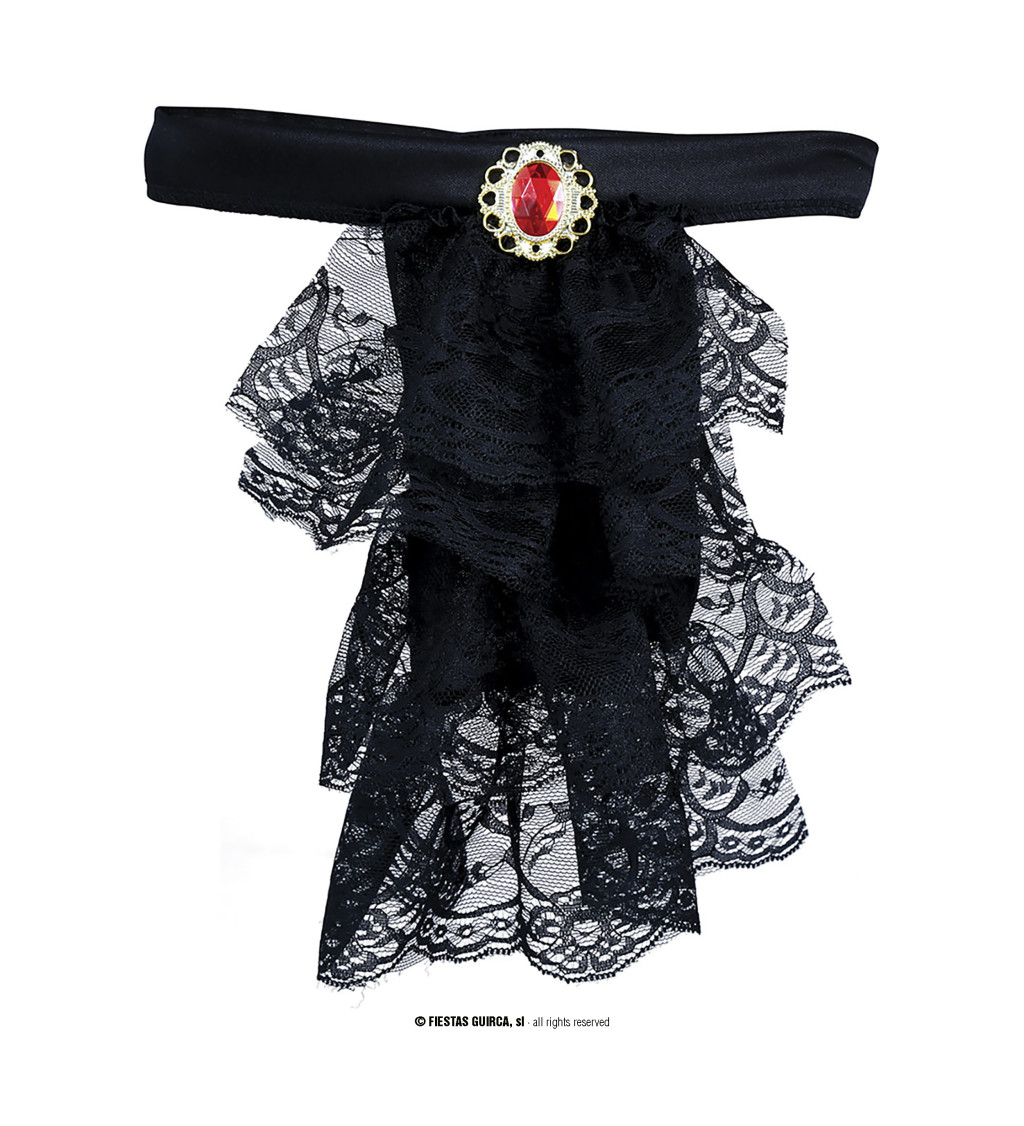Černý krajkový jabot