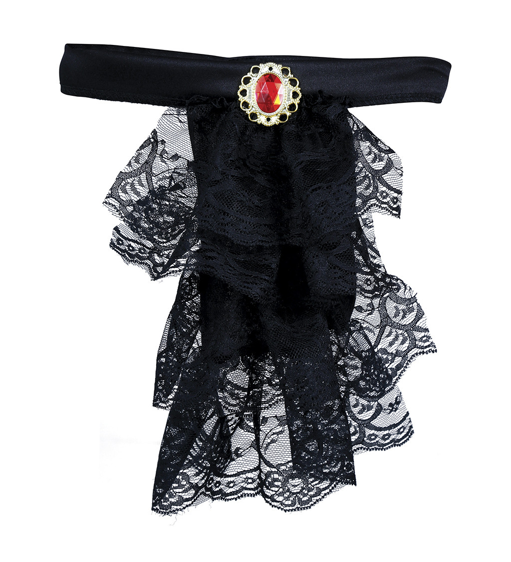 Černý krajkový jabot