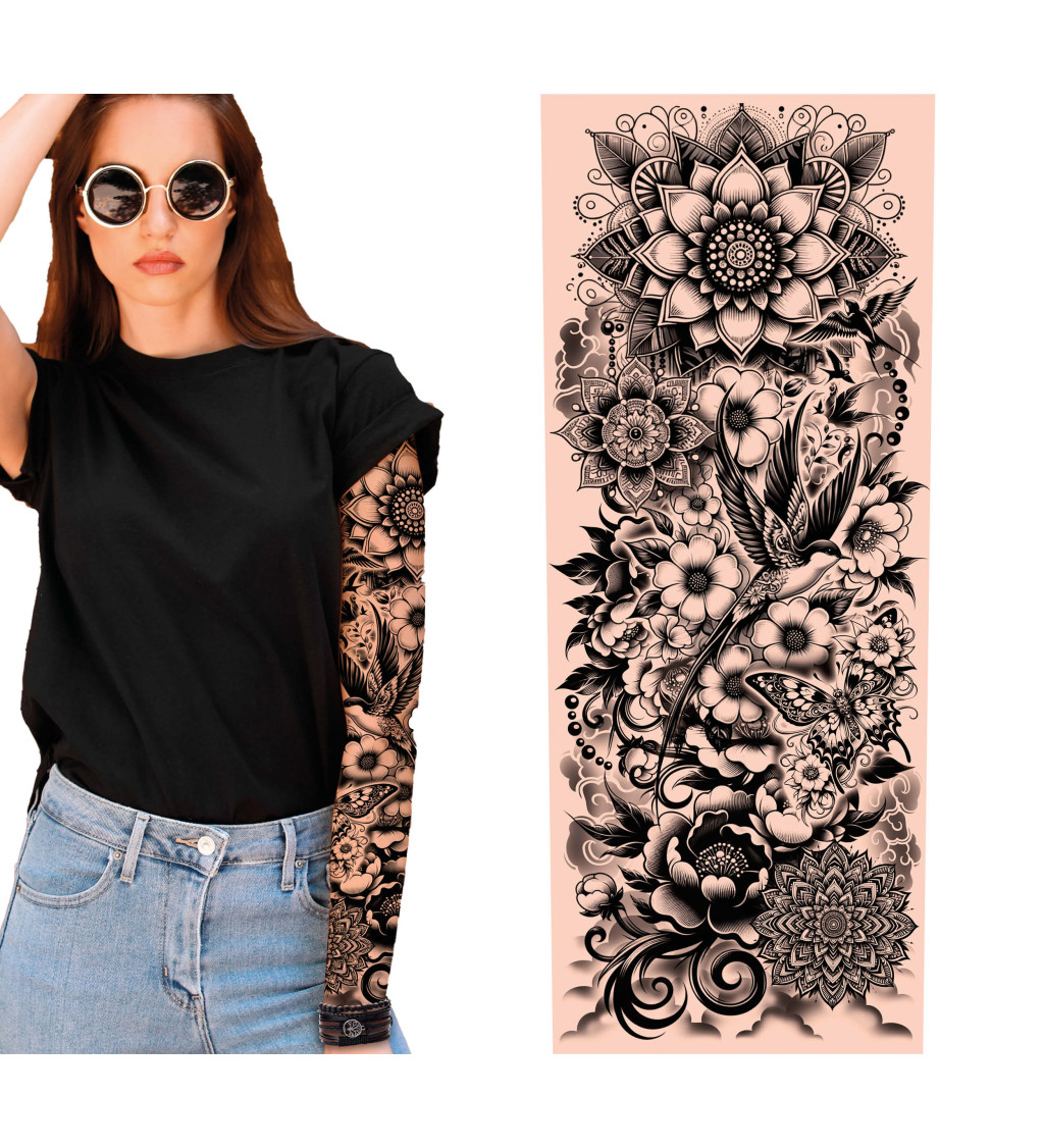 Tetování na rukáv - černobílé
