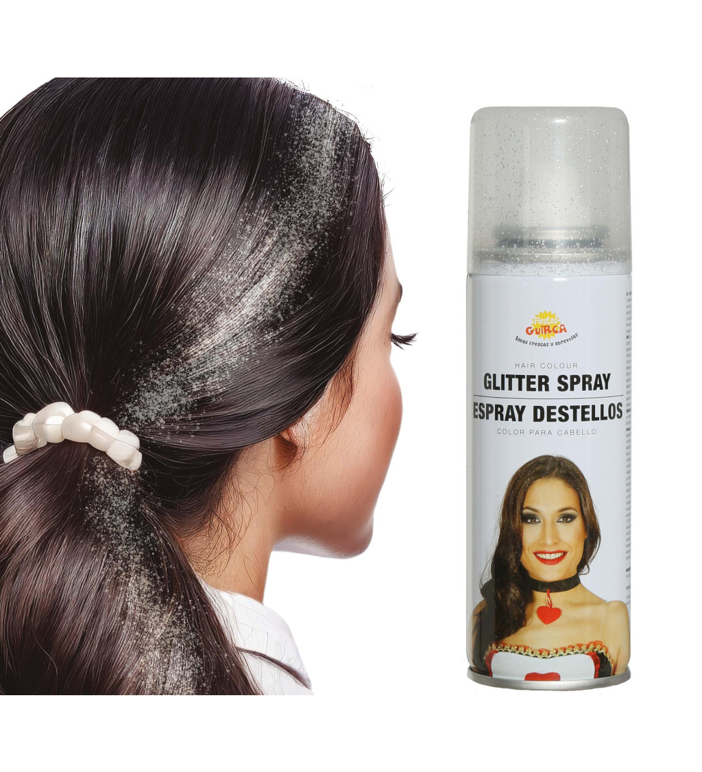 Jiskřící stříbrný sprej na vlasy, 125 ml