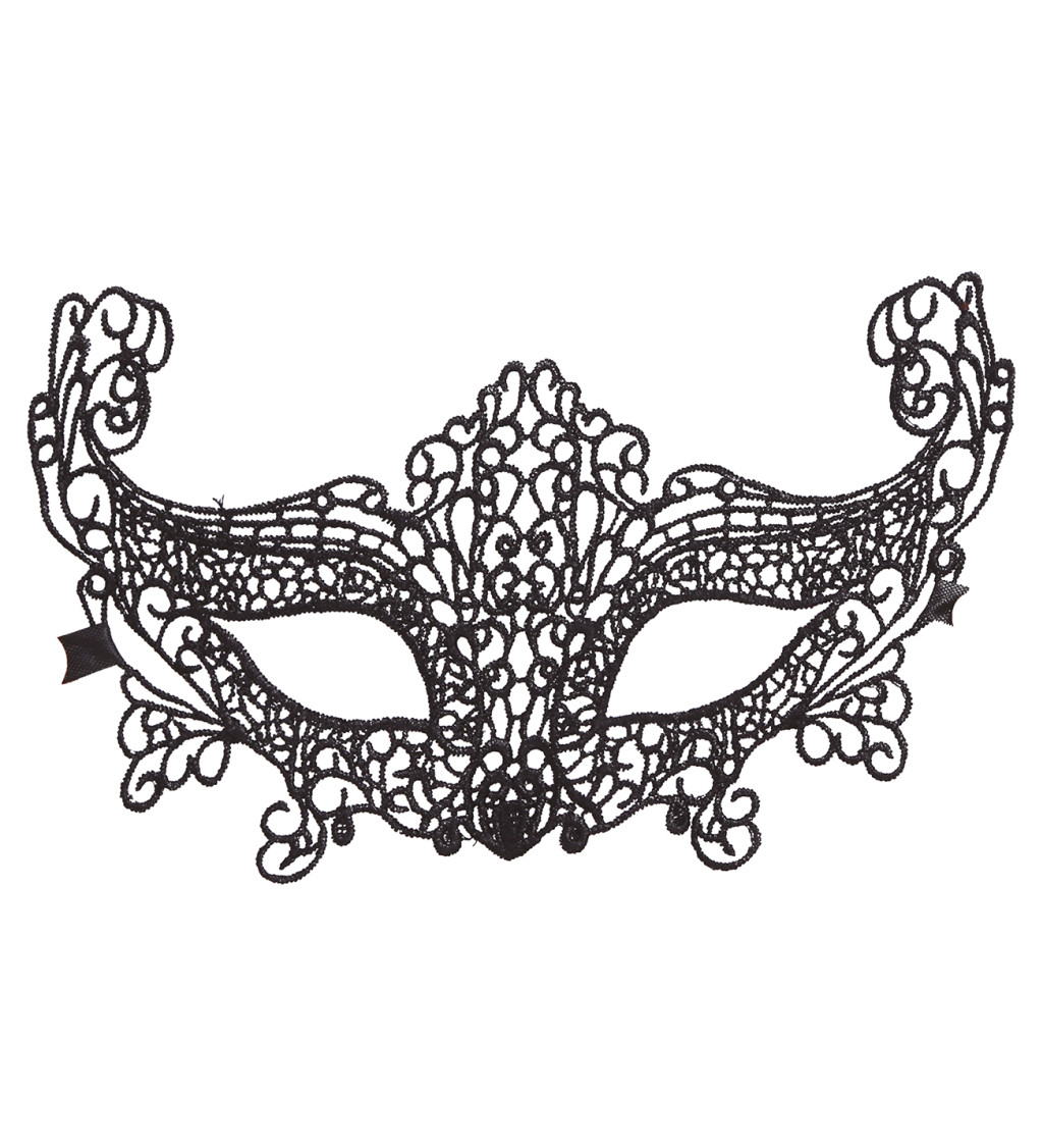 Vyšívaná černá škraboška