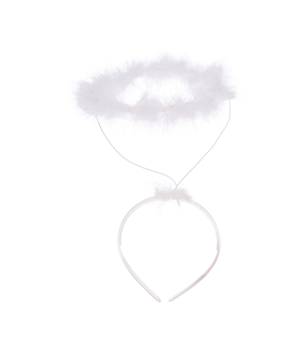 Bílá marabou andělská halo čelenka