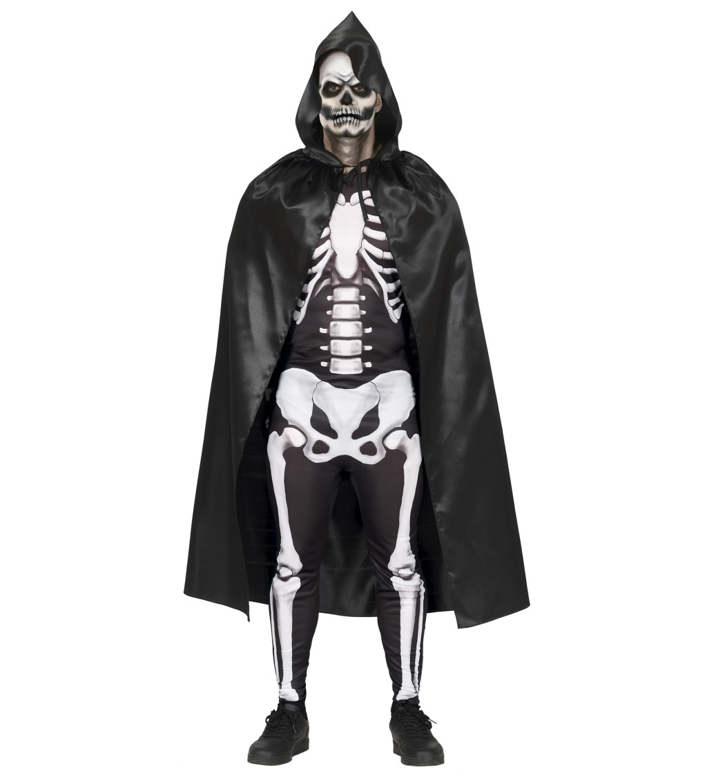 Černý plášť s kapucí, 120 cm