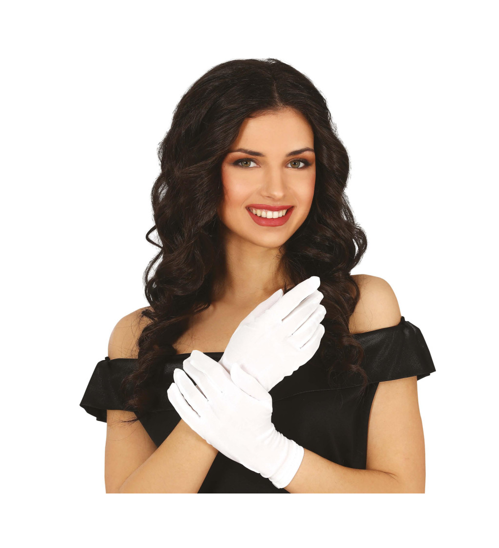 Pár bílých rukavic 23 cm