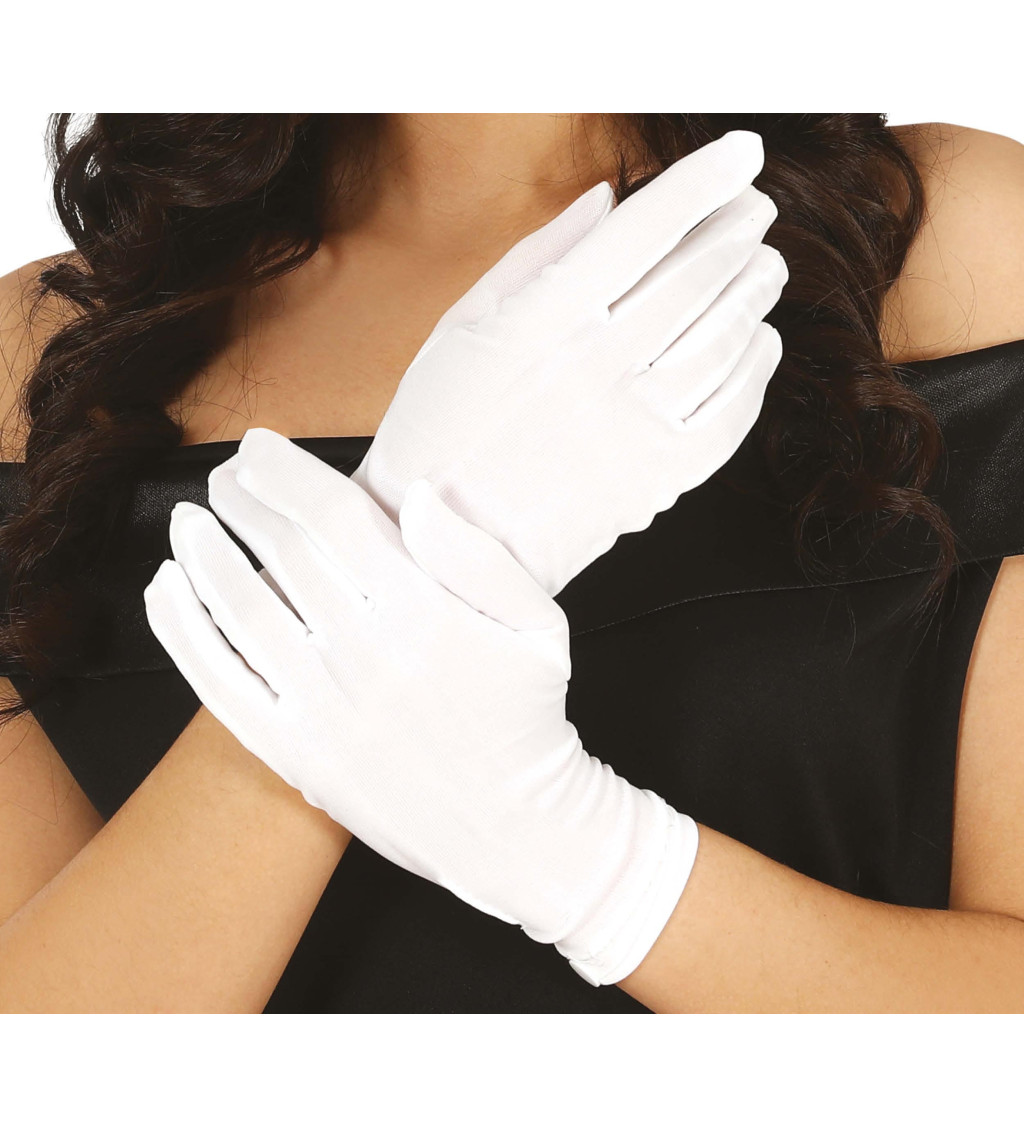 Pár bílých rukavic 23 cm