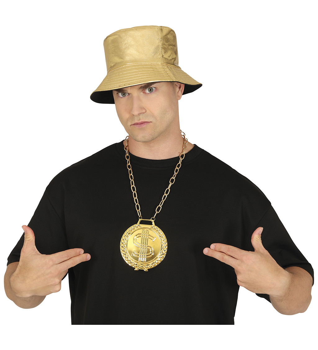 Zlatý kovový náhrdelník s dolarem
