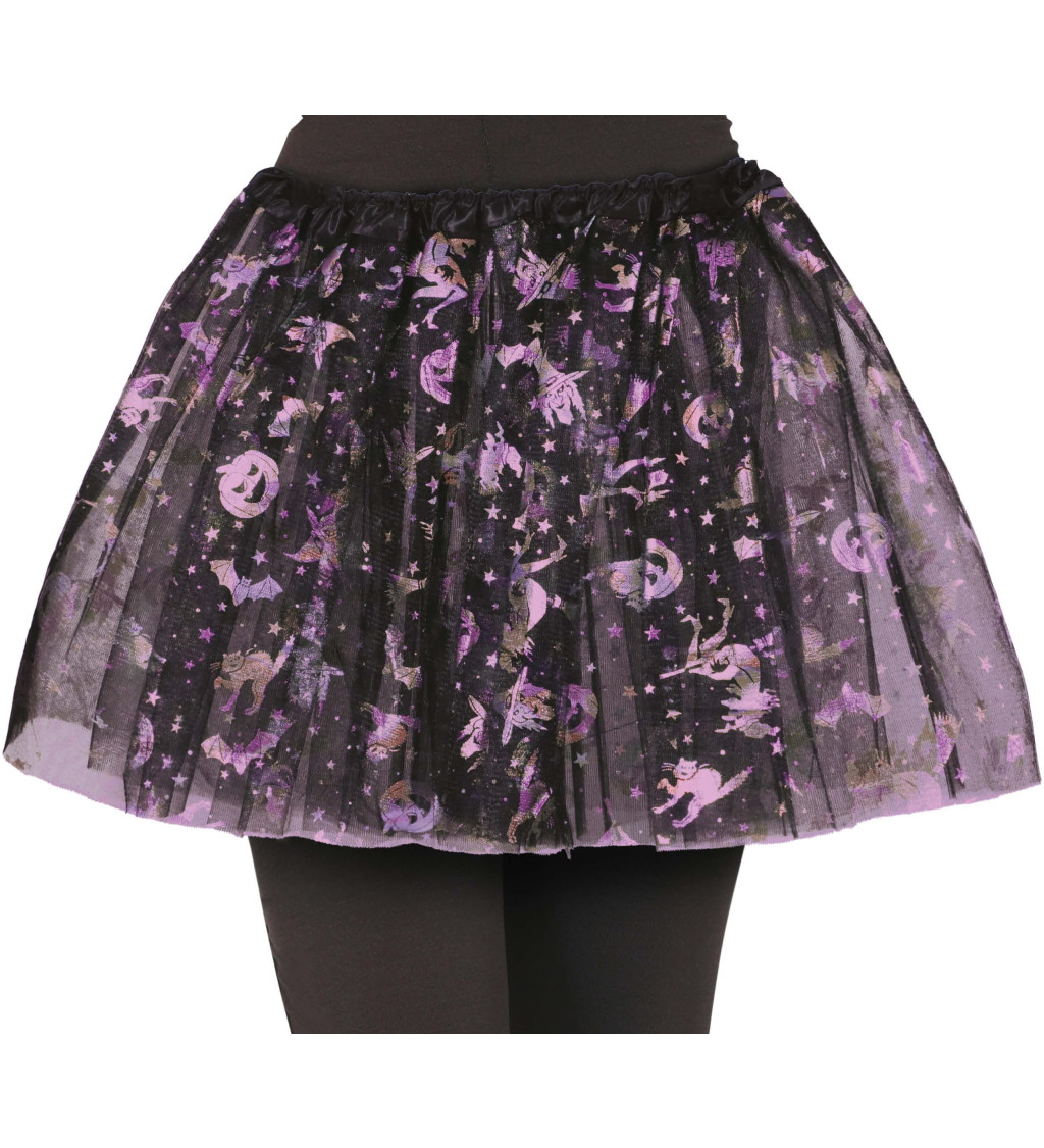 Černo-fialová halloweenská sukně pro děti
