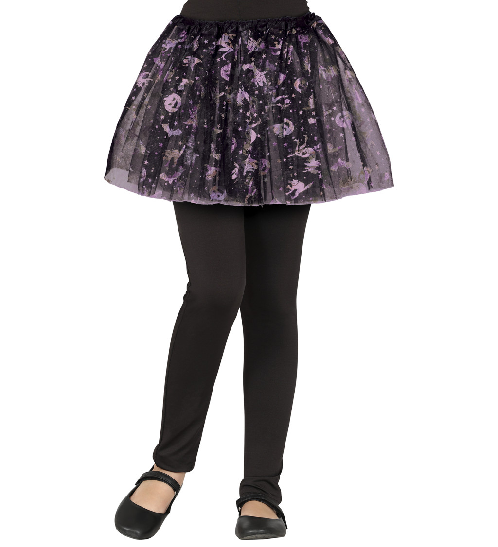 Černo-fialová halloweenská sukně pro děti
