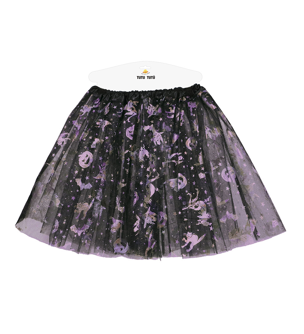 Černo-fialová halloweenská sukně pro děti