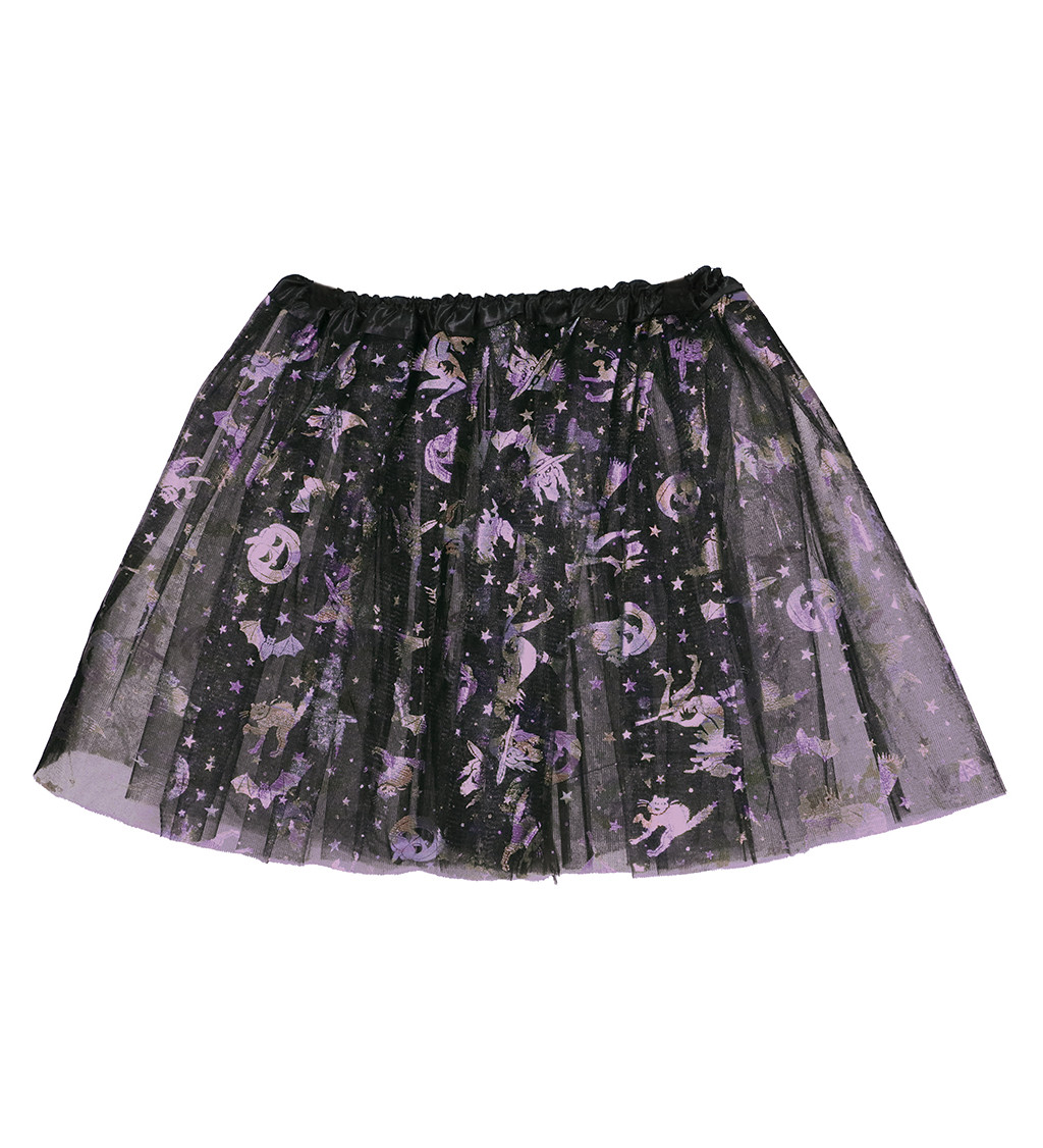 Černo-fialová halloweenská sukně pro děti
