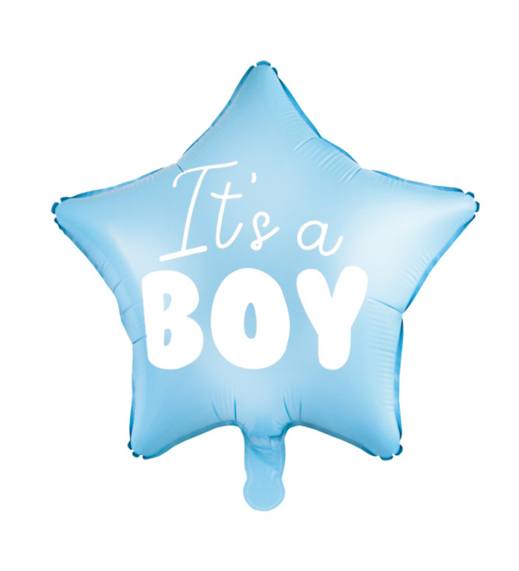 Balónek modrá hvězda "It's a boy"