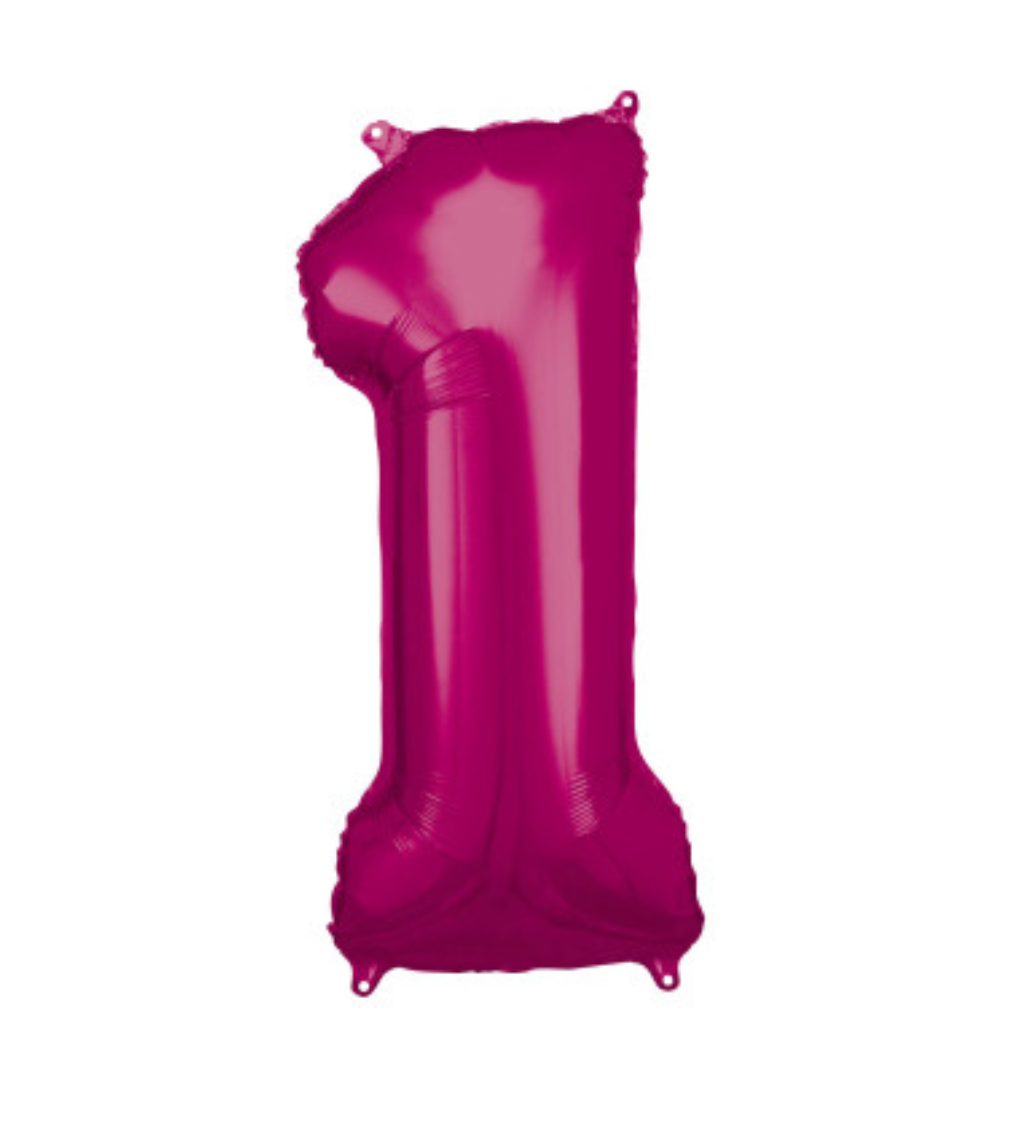 Fóliový růžový balónek - číslo 1
