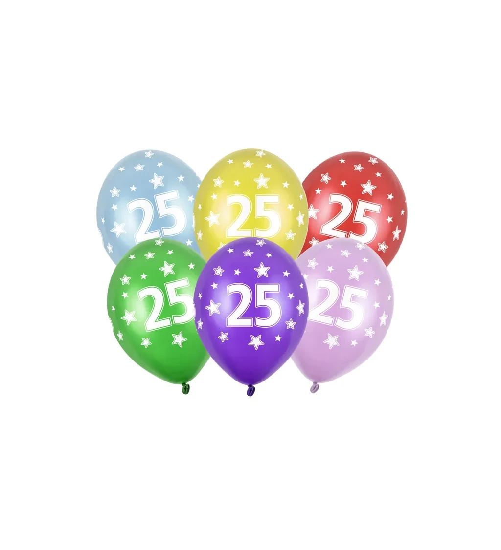 Barevné latexocé balónky s číslem "25"